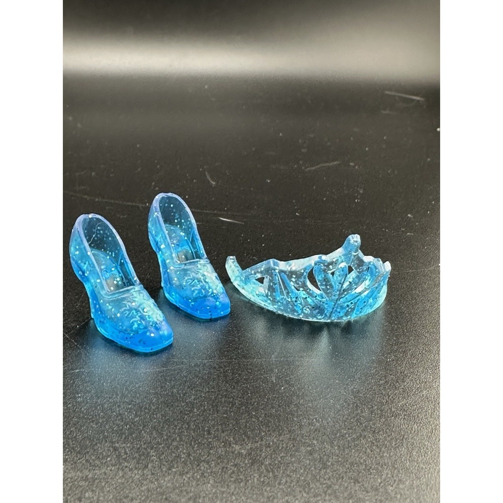 Disney Classic Elsa Frozen Glitter Blue‎ Replacement Shoes And Crown Set